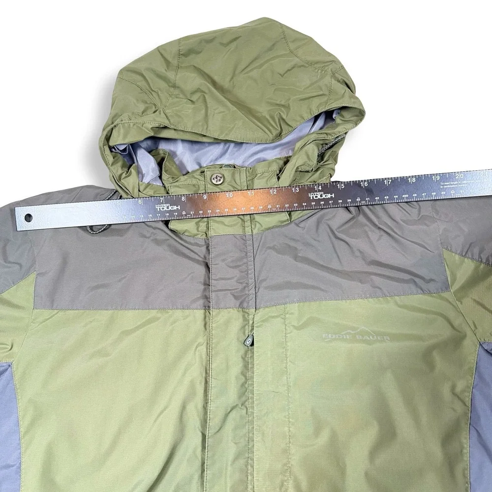 Eddie Bauer WeatherEdge Rain Jacket Mens Large Green Waterproof Hooded Shell